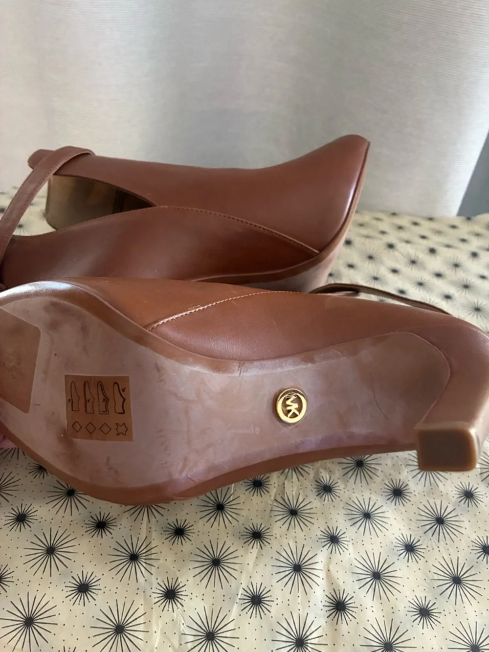 MICHAEL Michael Kors Brown Peep-Toe Ankle Booties with Buckle Strap